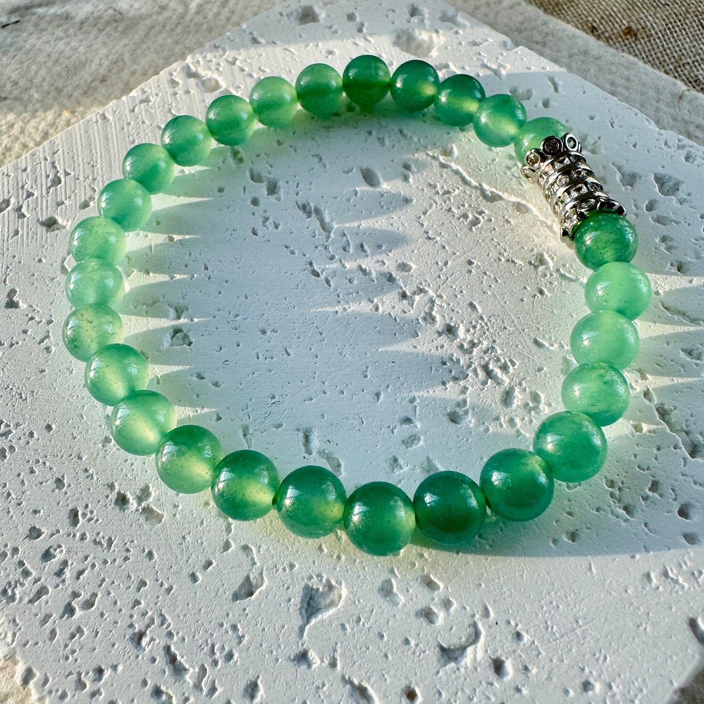 Icy Bluish Green Fine Jadeite Beads Bracelet (c.7mm+)