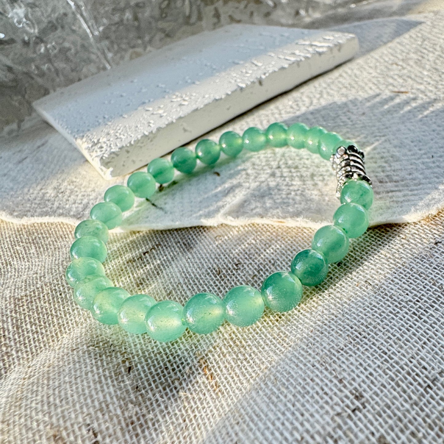 Icy Bluish Green Fine Jadeite Beads Bracelet (c.7mm+)