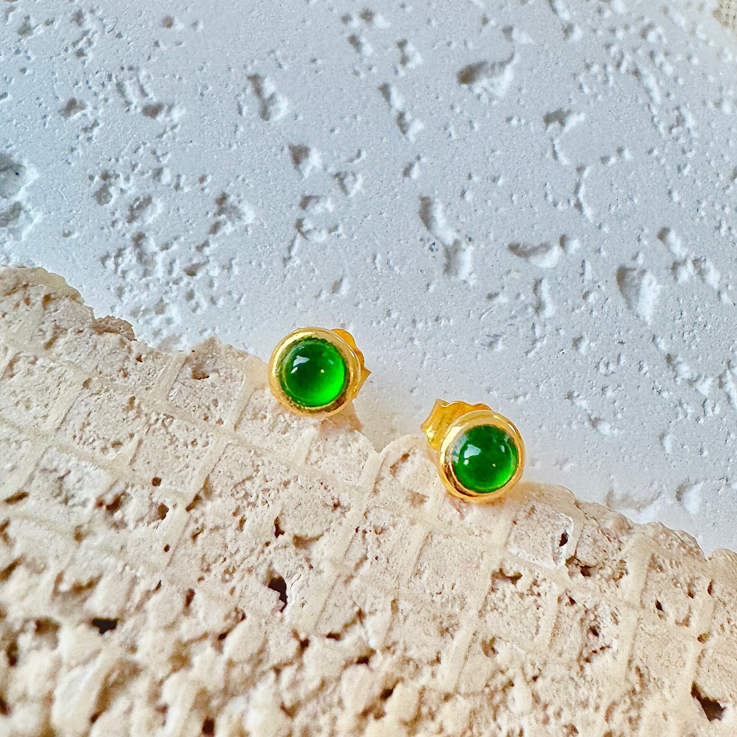 Green Jadeite Cabochon Earrings