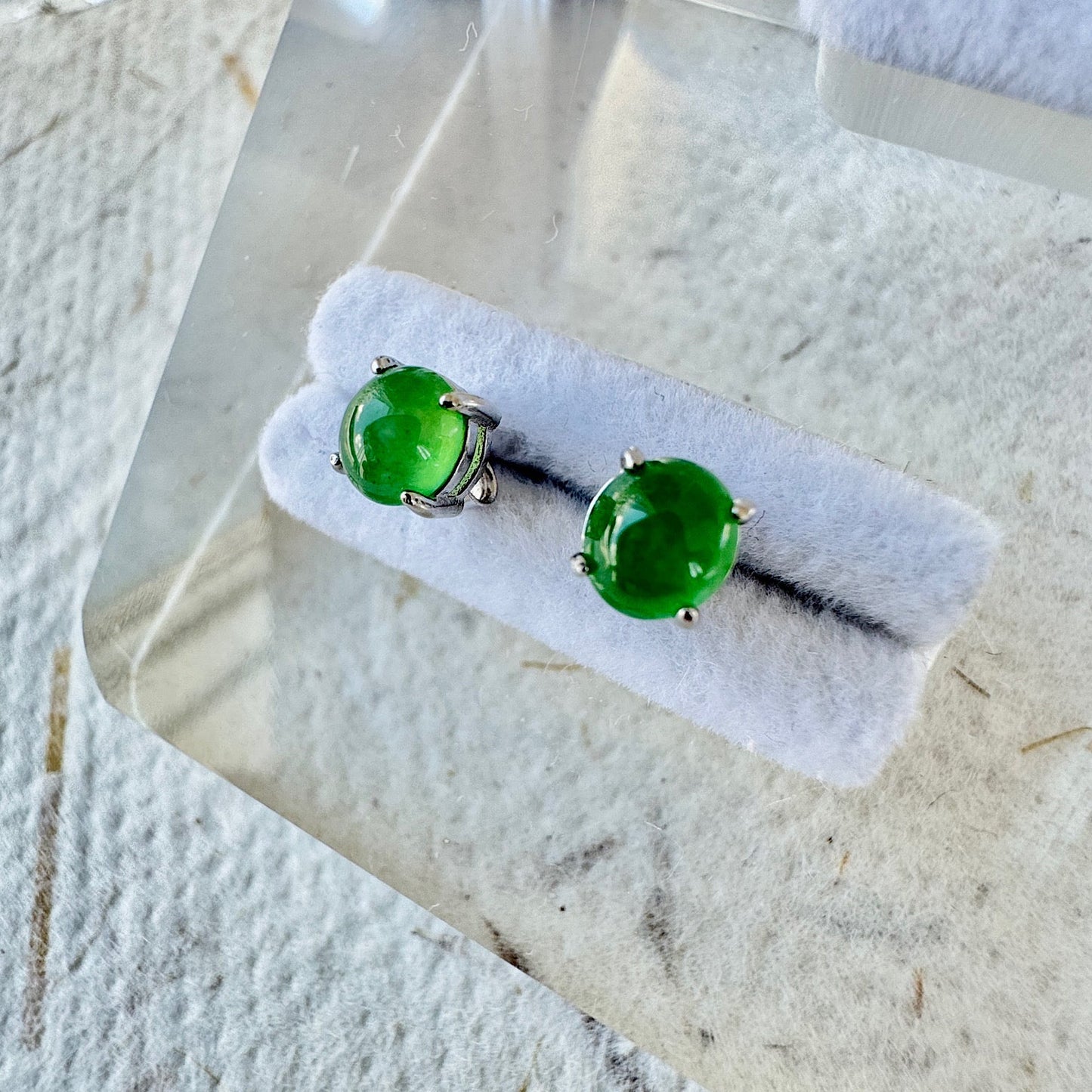 Green Jadeite Cabochon Earrings