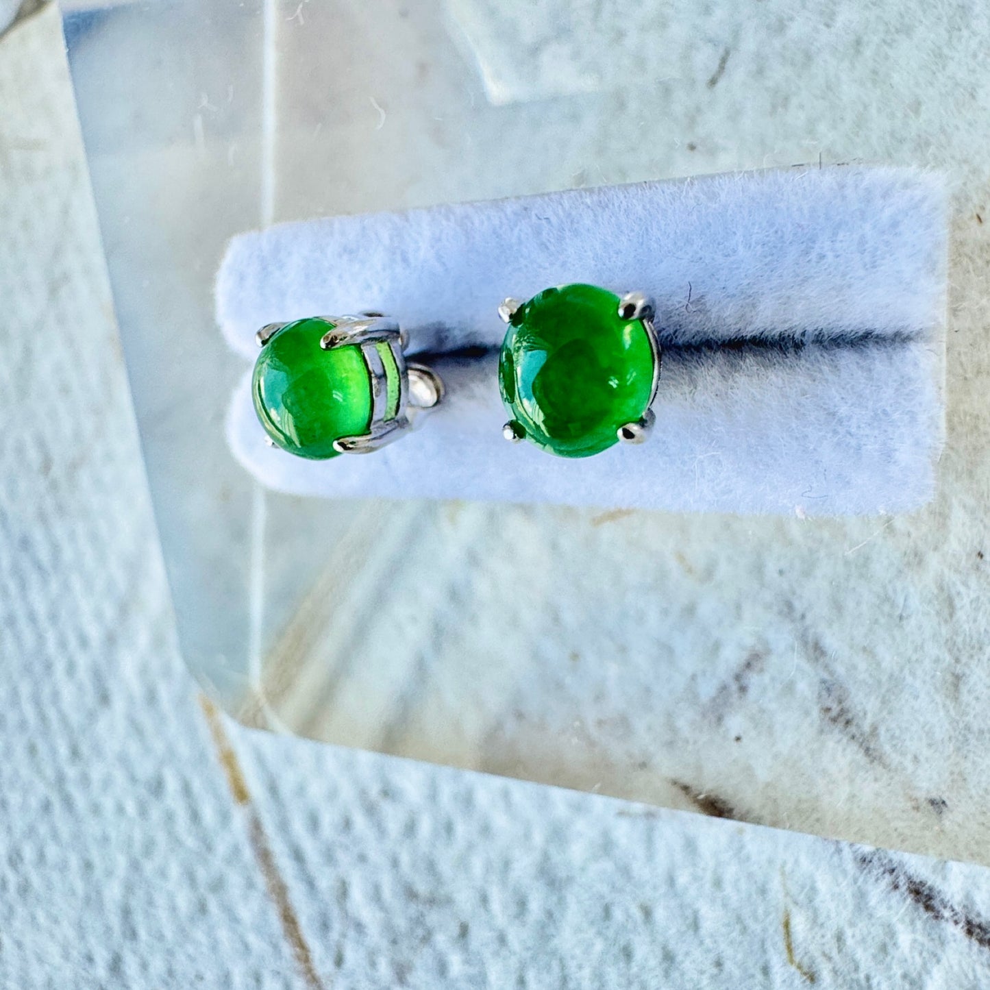 Green Jadeite Cabochon Earrings