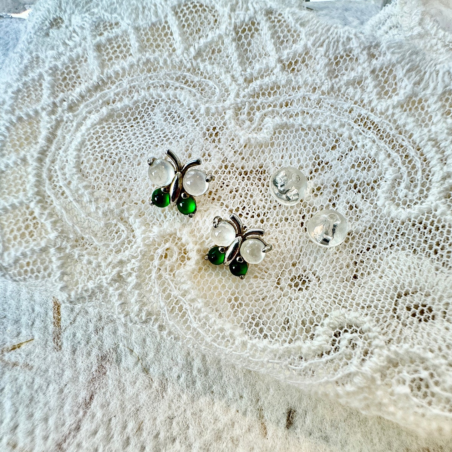 Butterfly Jadeite Cabochon Earrings
