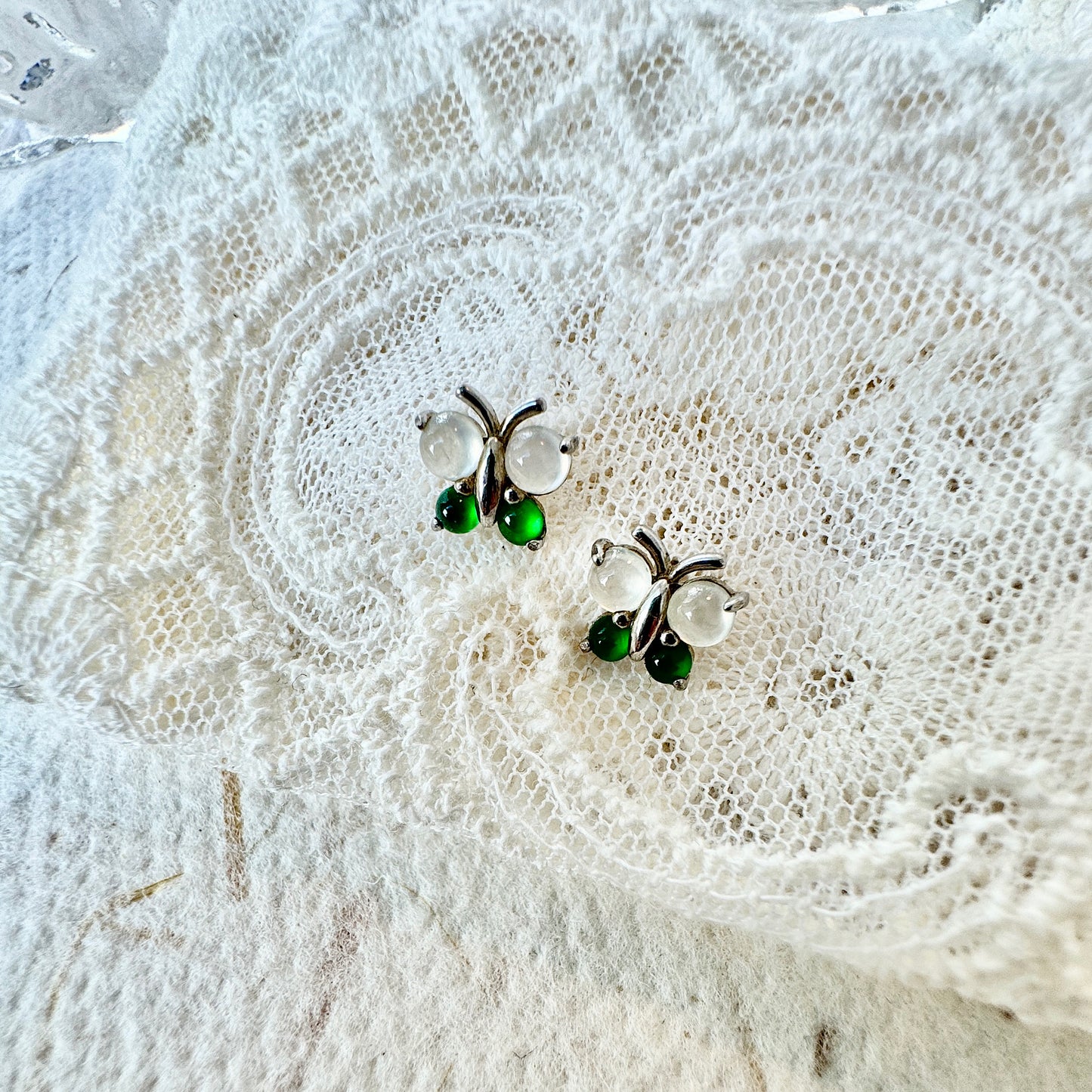 Butterfly Jadeite Cabochon Earrings