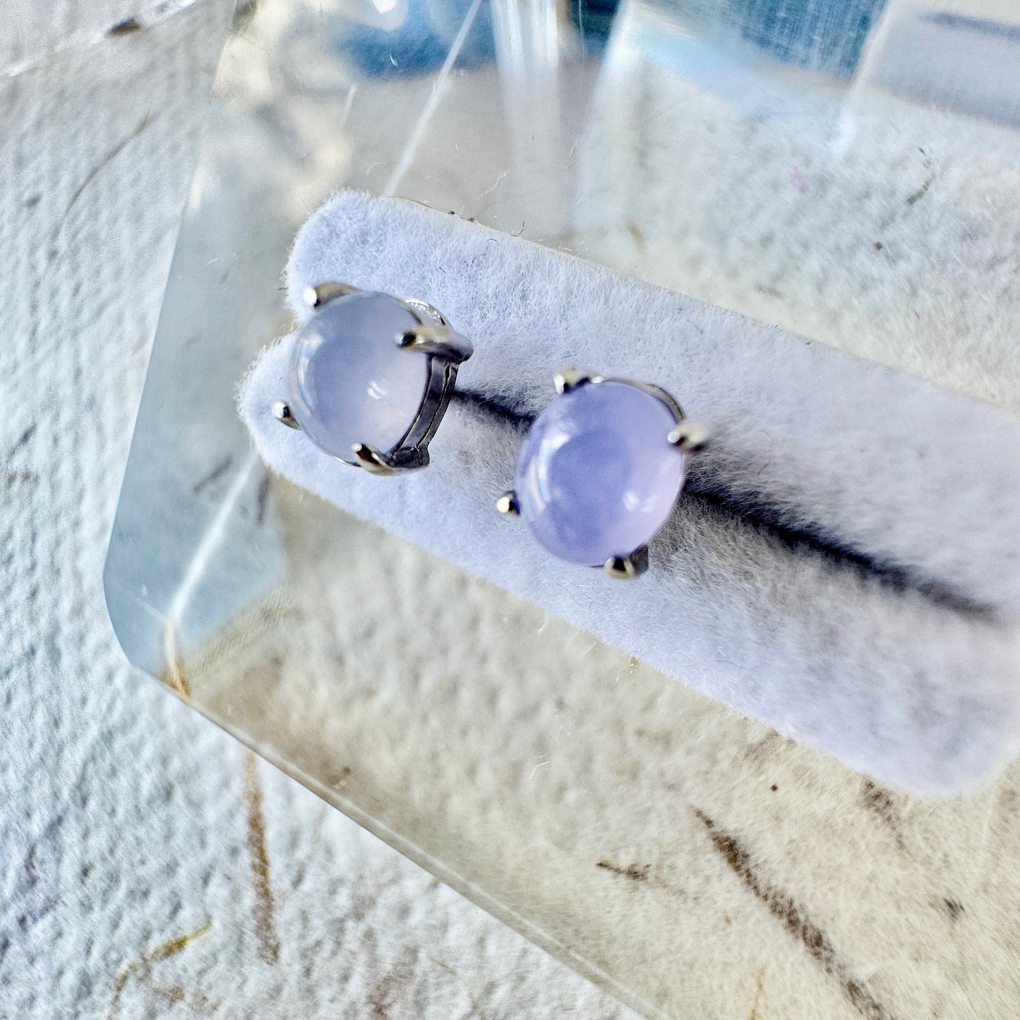 Icy Lavender Jadeite Cabochon Earrings