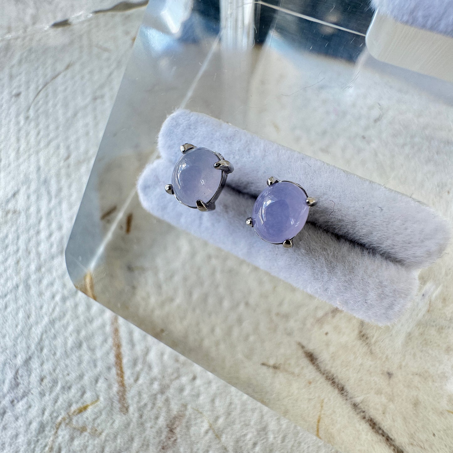 Icy Lavender Jadeite Cabochon Earrings