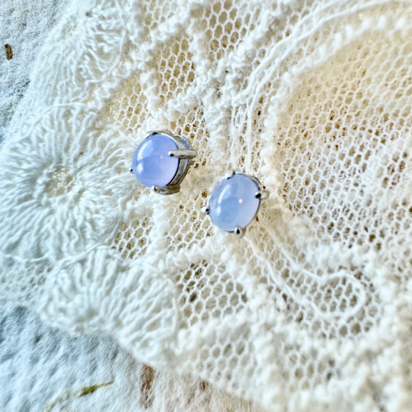 Icy Lavender Jadeite Cabochon Earrings