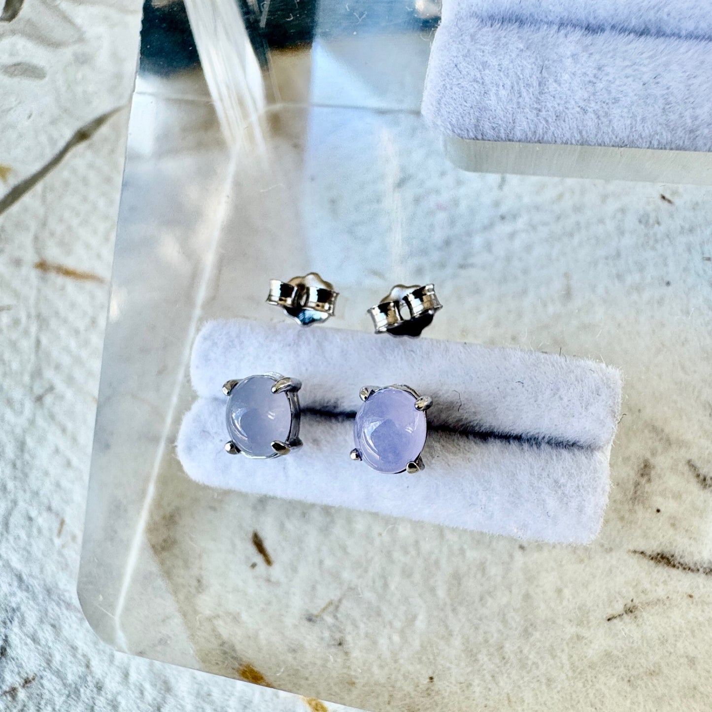 Icy Lavender Jadeite Cabochon Earrings