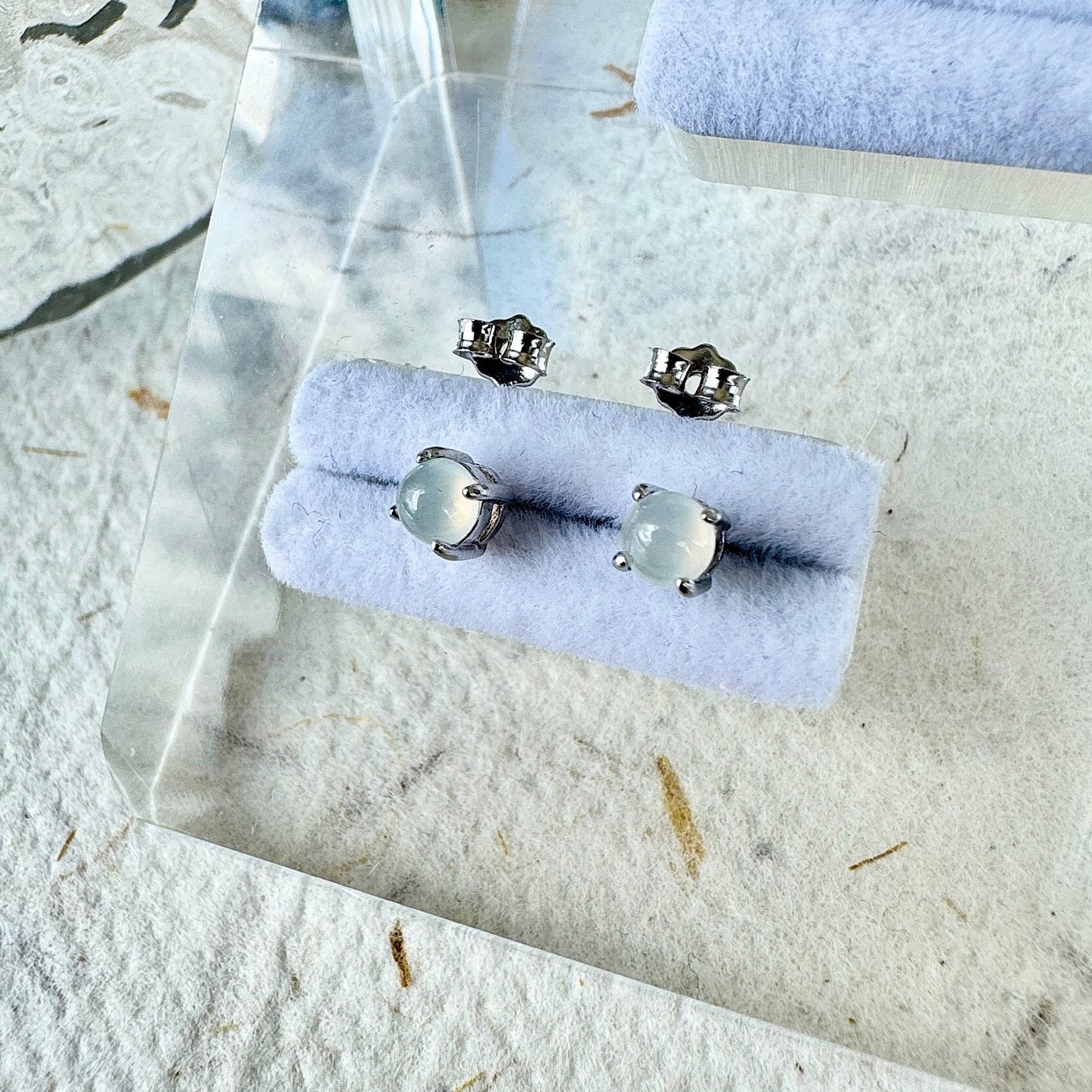 Icy Jadeite Cabochon Earrings