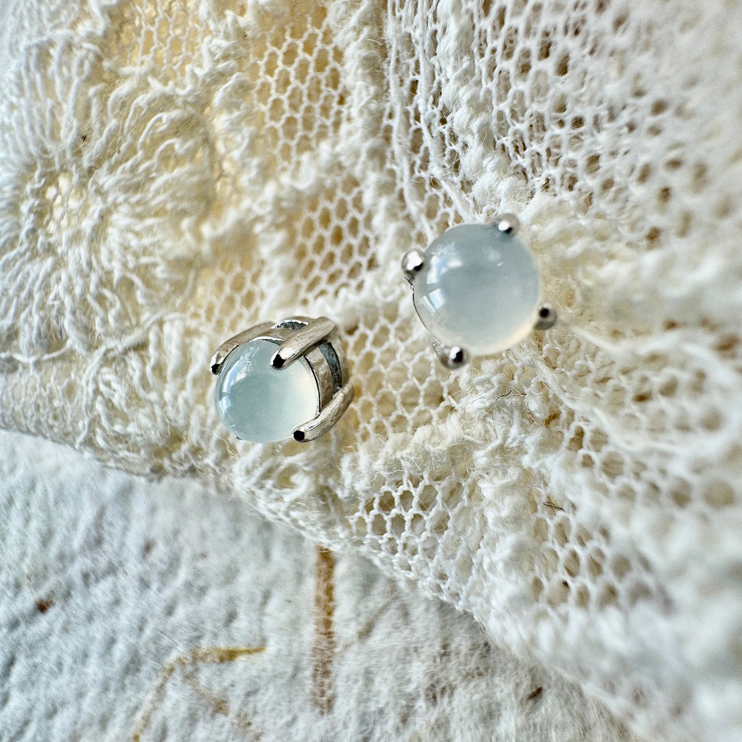 Icy Jadeite Cabochon Earrings