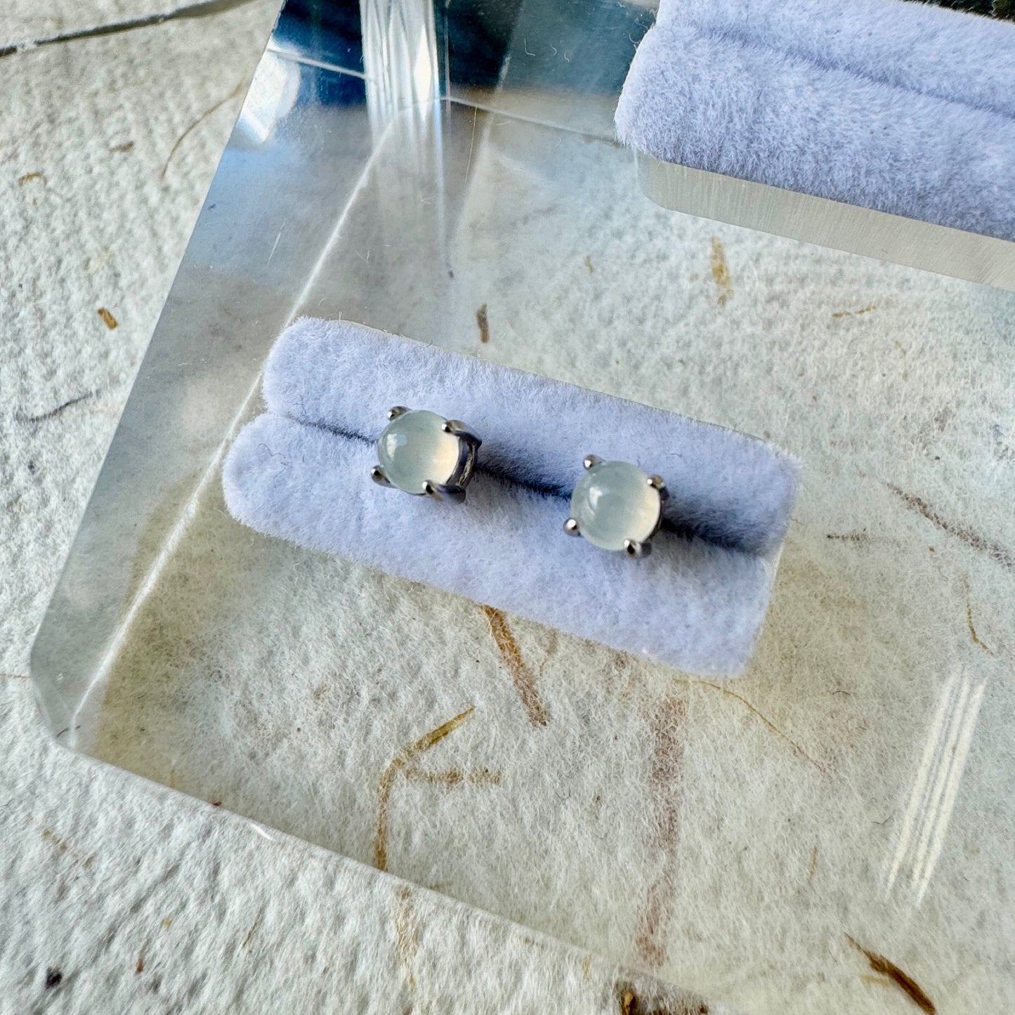 Icy Jadeite Cabochon Earrings