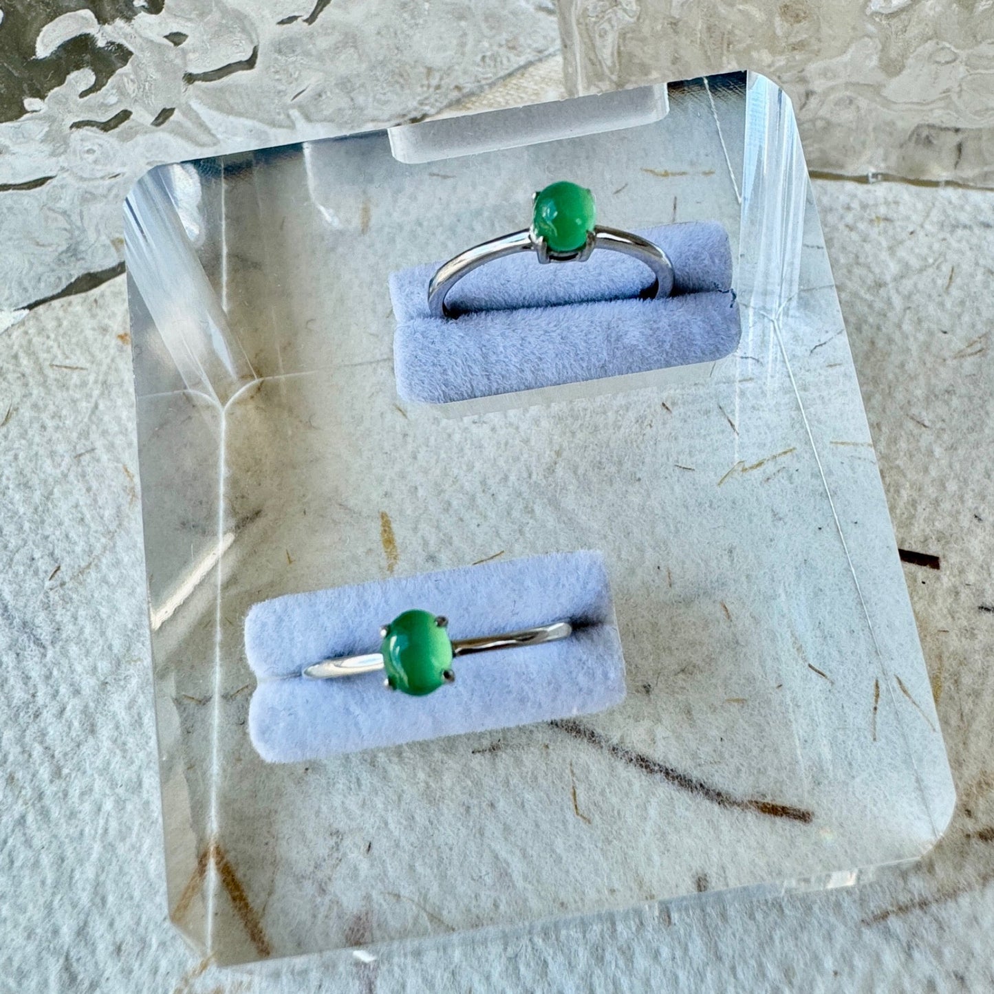 Icy Green Jadeite Cabochon Ring