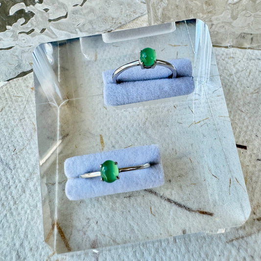 Icy Green Jadeite Cabochon Ring