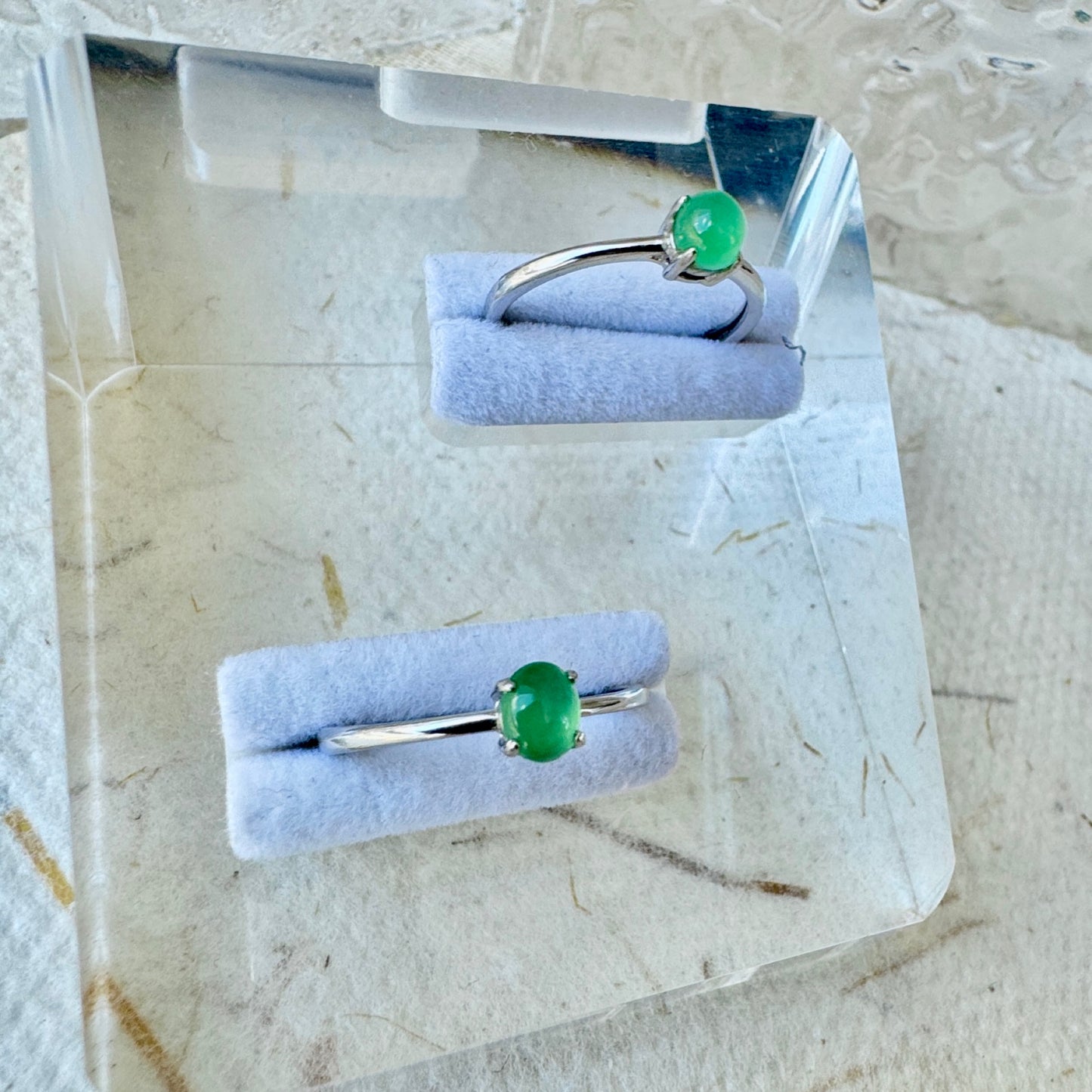 Icy Green Jadeite Cabochon Ring