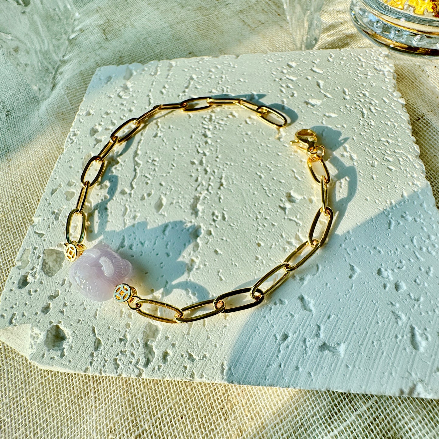 Teddy Bear Jadeite Charm Bracelet