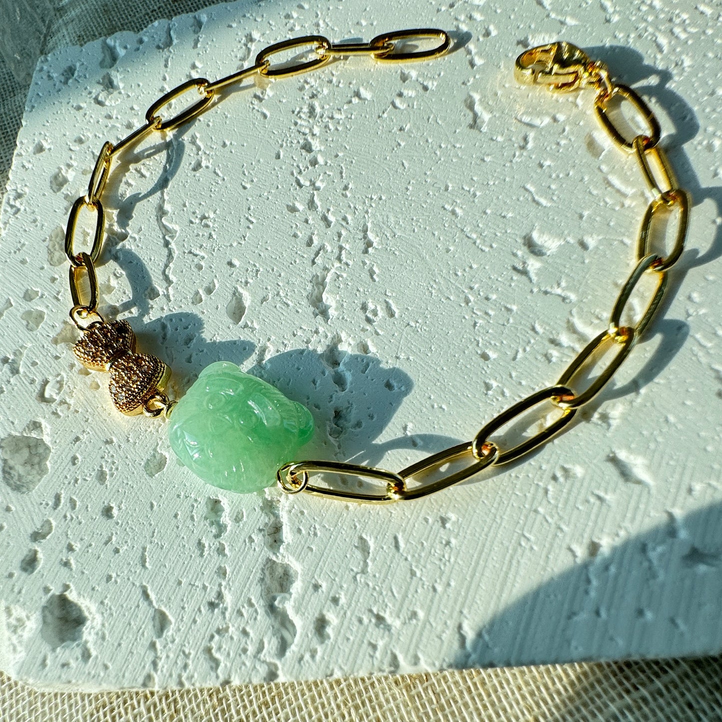 Teddy Bear Jadeite Charm Bracelet
