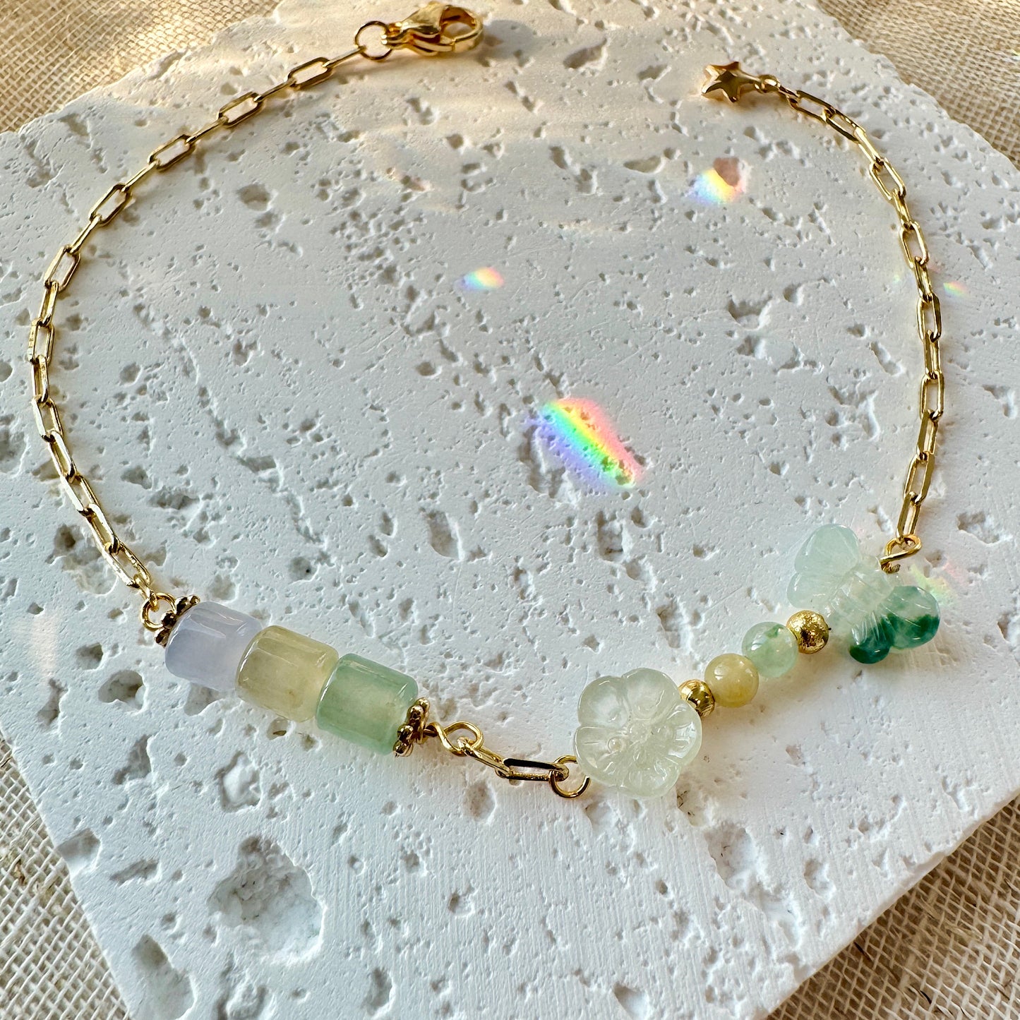 Multi-color Jadeite Charm Bracelet