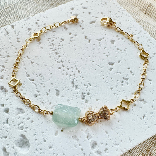 Teddy Bear Jadeite Charm Bracelet