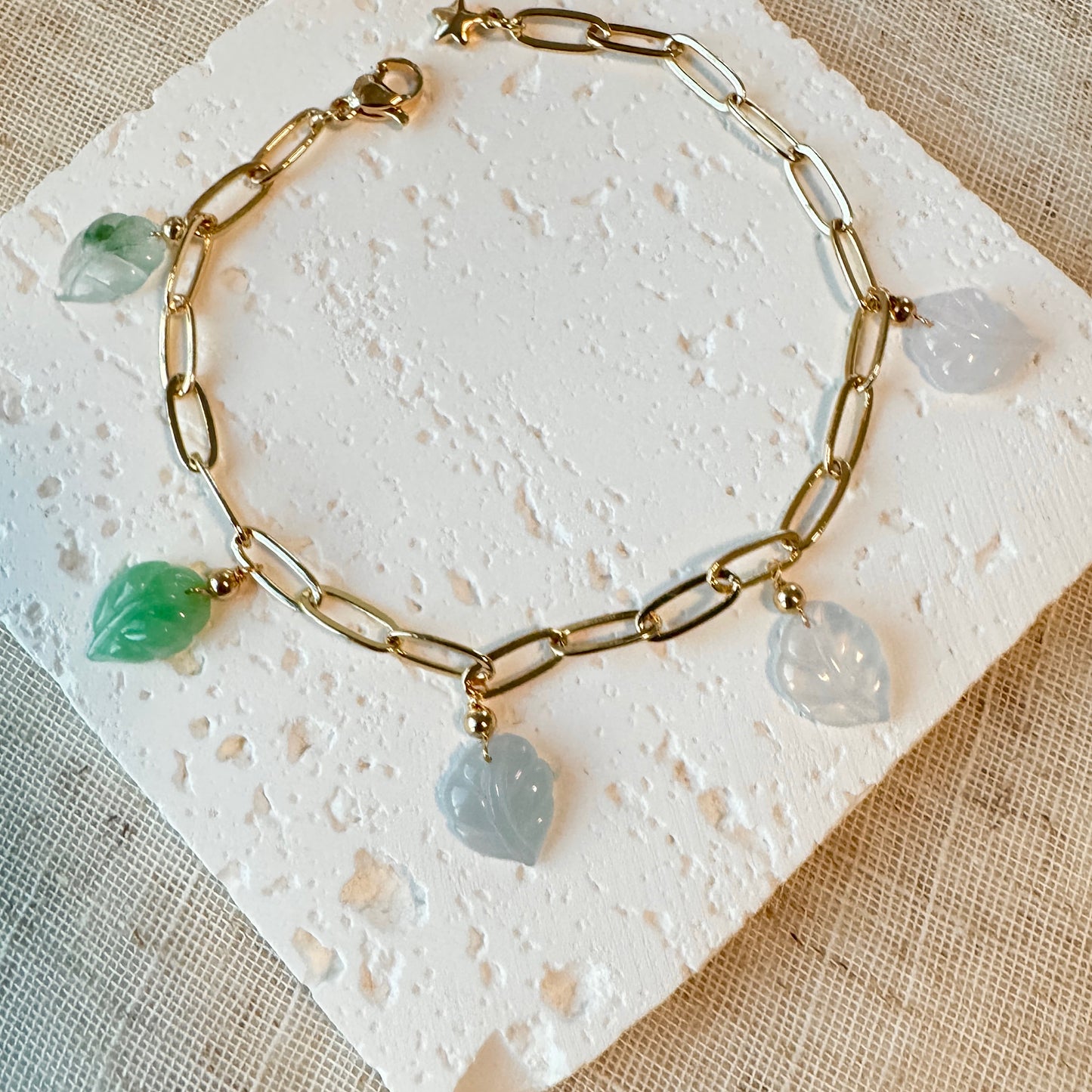 Multi-color Leaf Jadeite Charm Bracelet