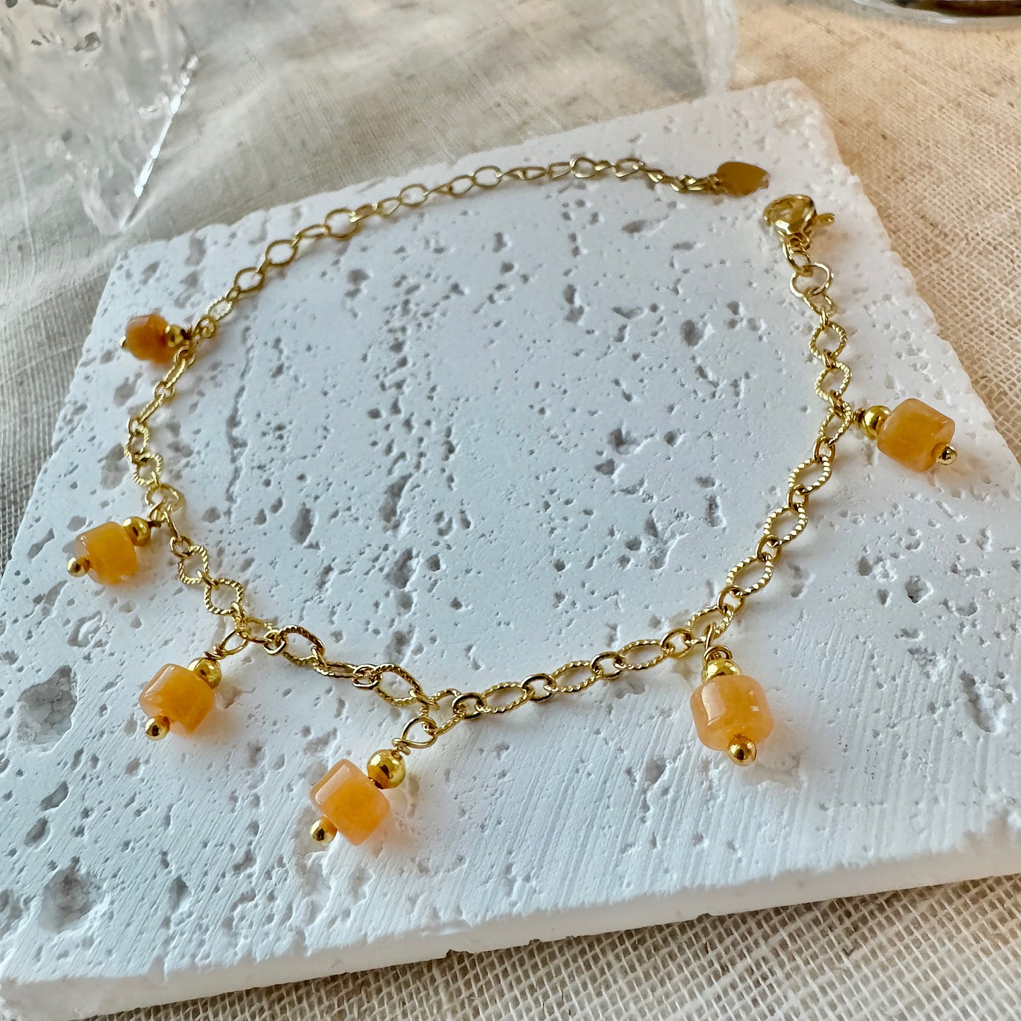 Yellow Jadeite Charm Bracelet
