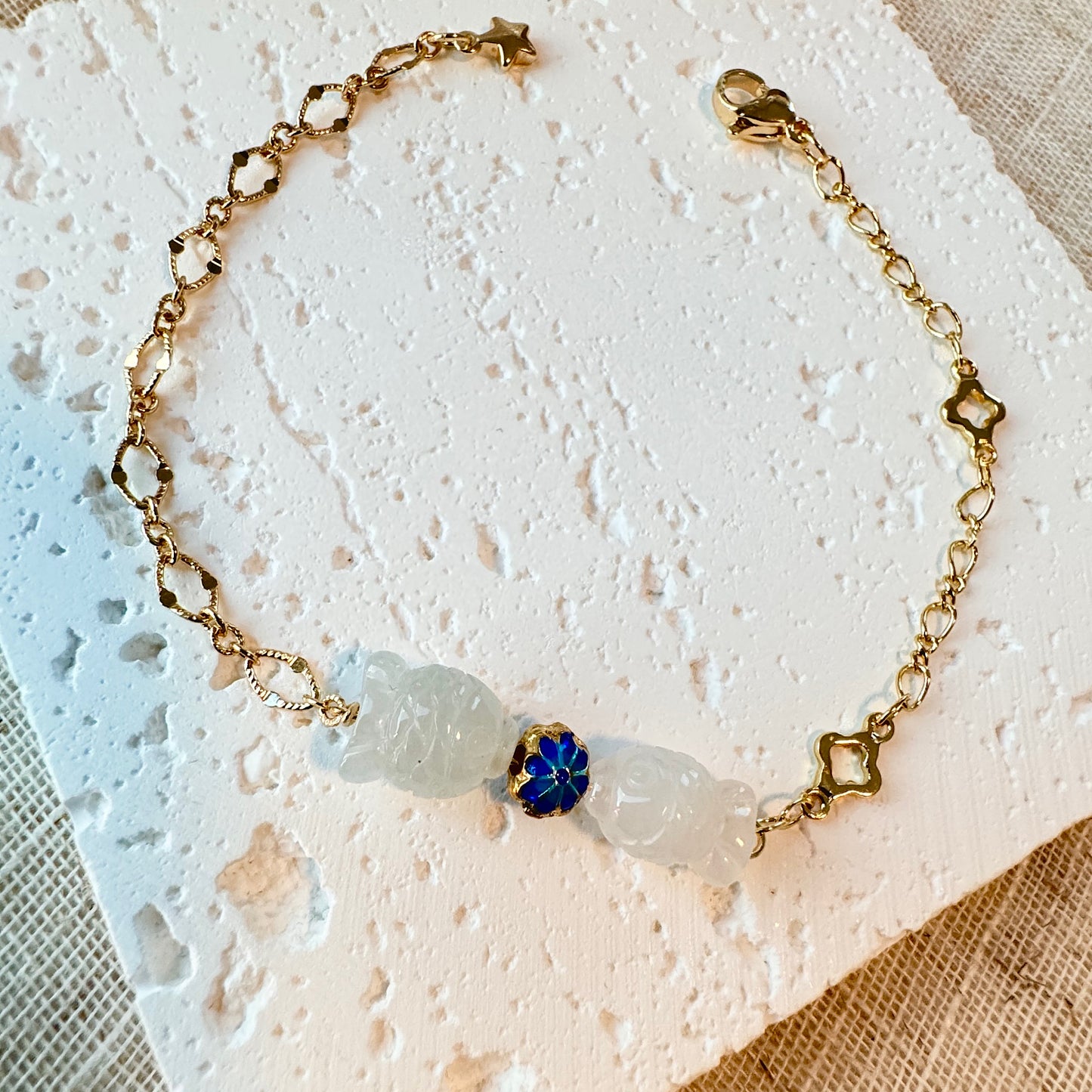 Goldfish Jadeite Charm Bracelet