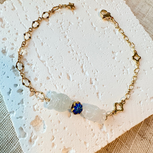 Goldfish Jadeite Charm Bracelet
