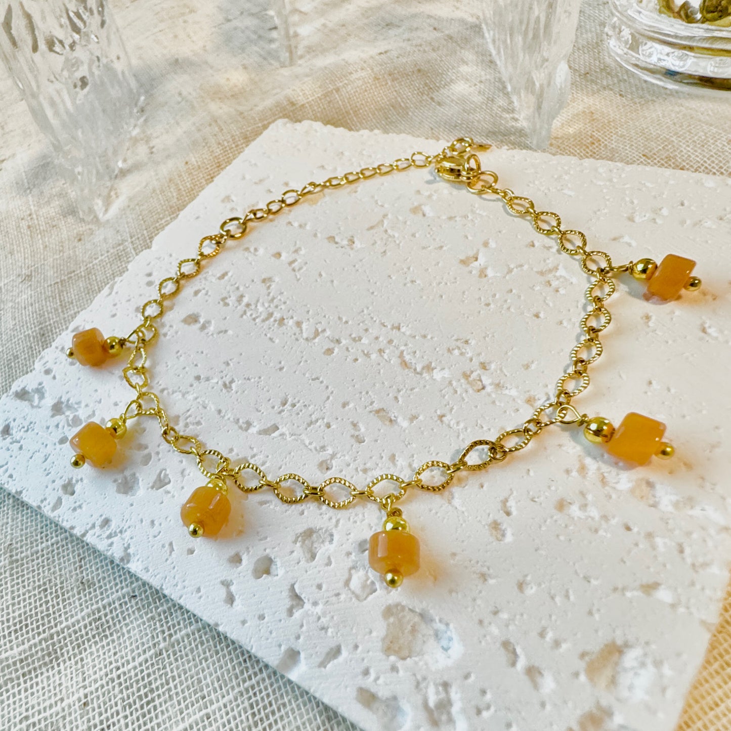 Yellow Jadeite Charm Bracelet