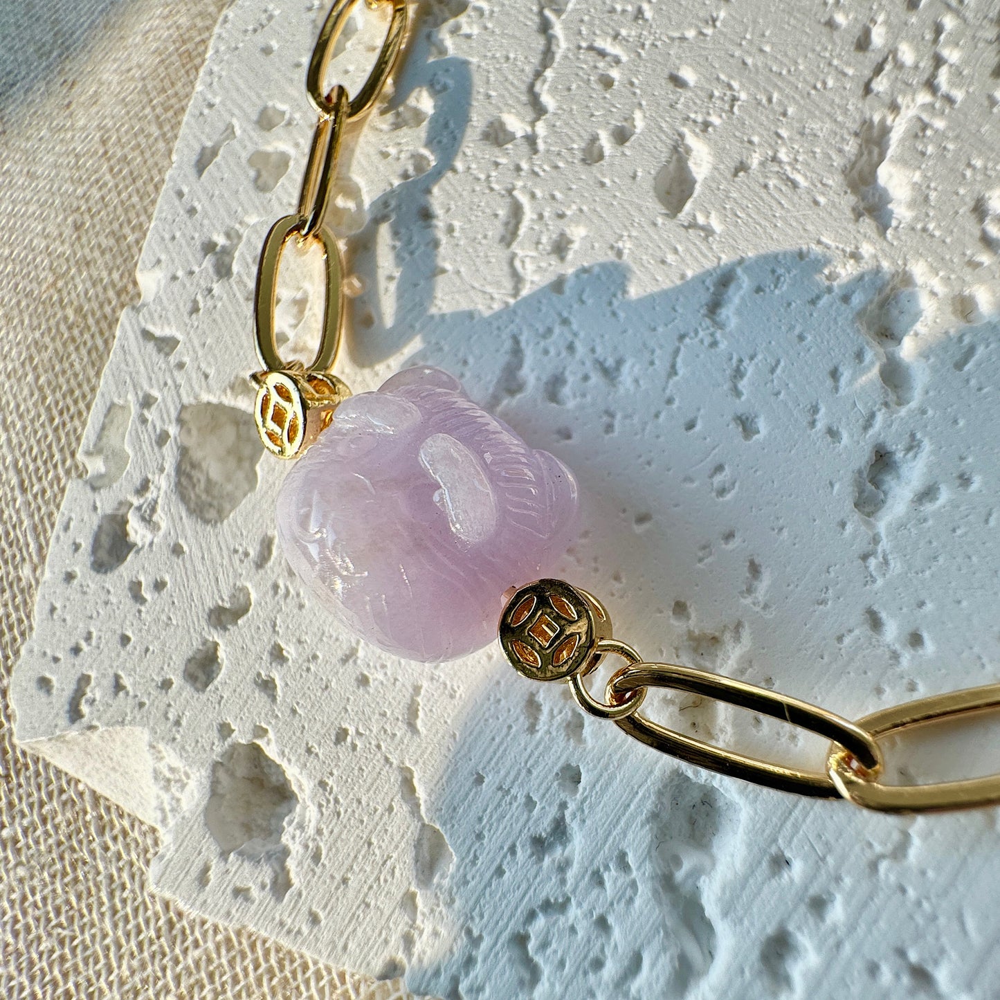Teddy Bear Jadeite Charm Bracelet