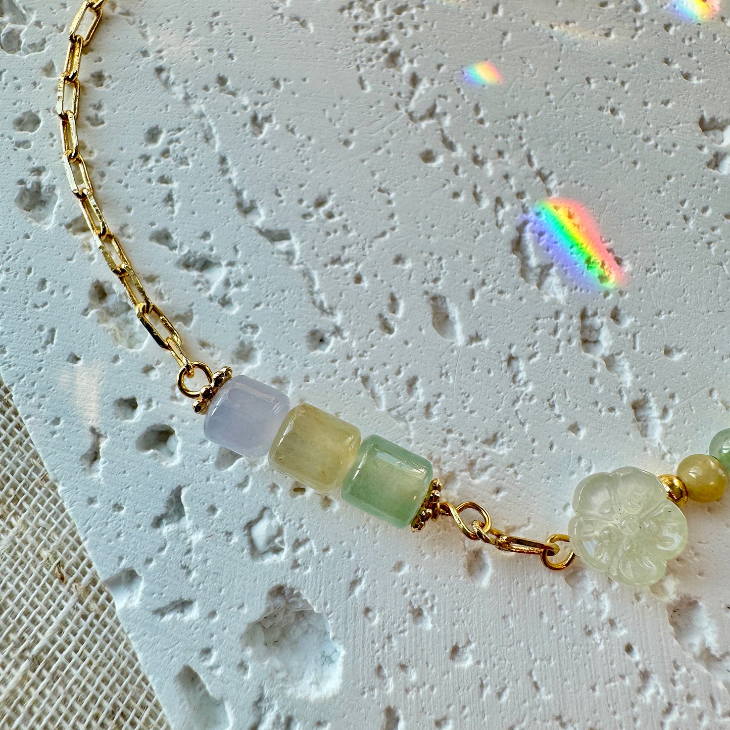 Multi-color Jadeite Charm Bracelet