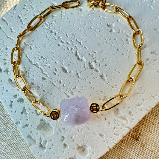 Teddy Bear Jadeite Charm Bracelet