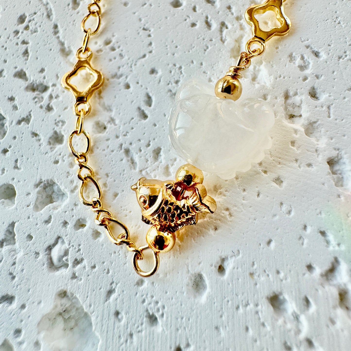 Crab Jadeite Charm Bracelet