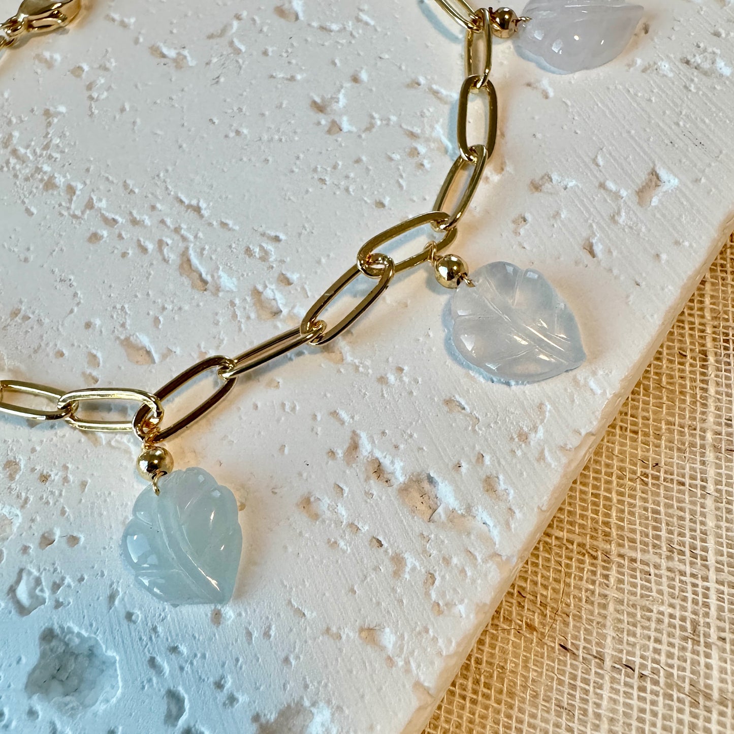 Multi-color Leaf Jadeite Charm Bracelet