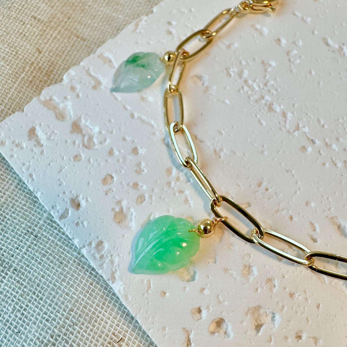 Multi-color Leaf Jadeite Charm Bracelet