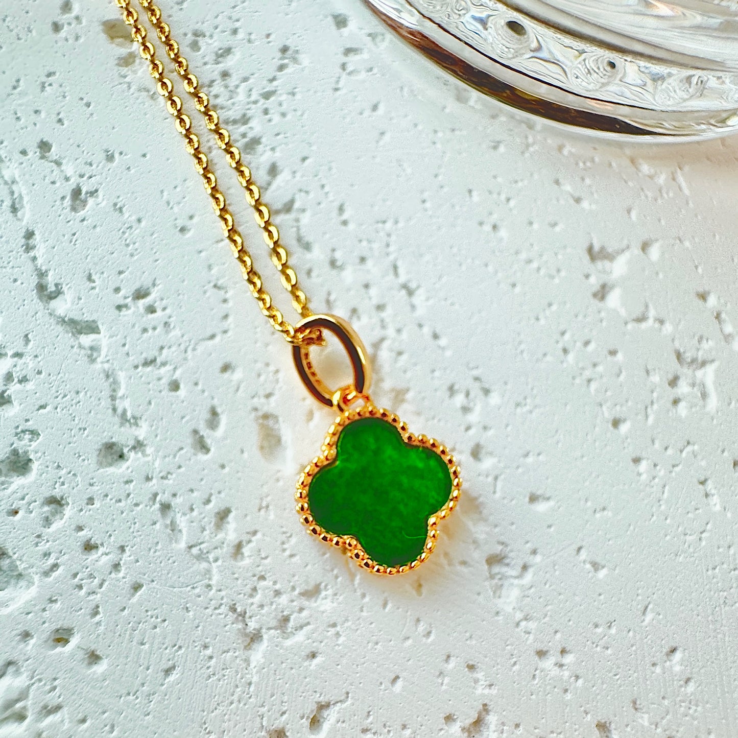 Four Leaf Clover Jadeite Pendant Necklace