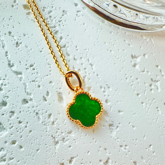 Four Leaf Clover Jadeite Pendant Necklace