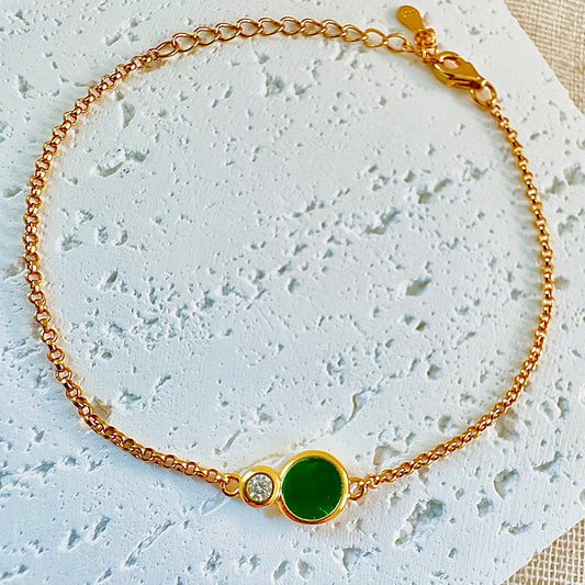 Circle Disc Green Jadeite Bracelet