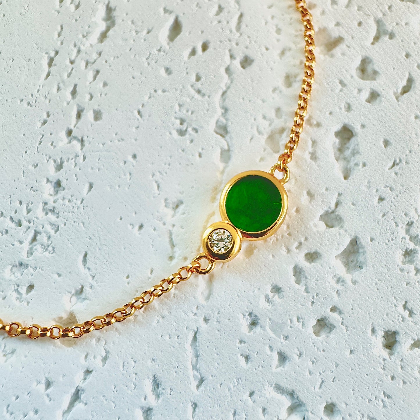 Circle Disc Green Jadeite Bracelet