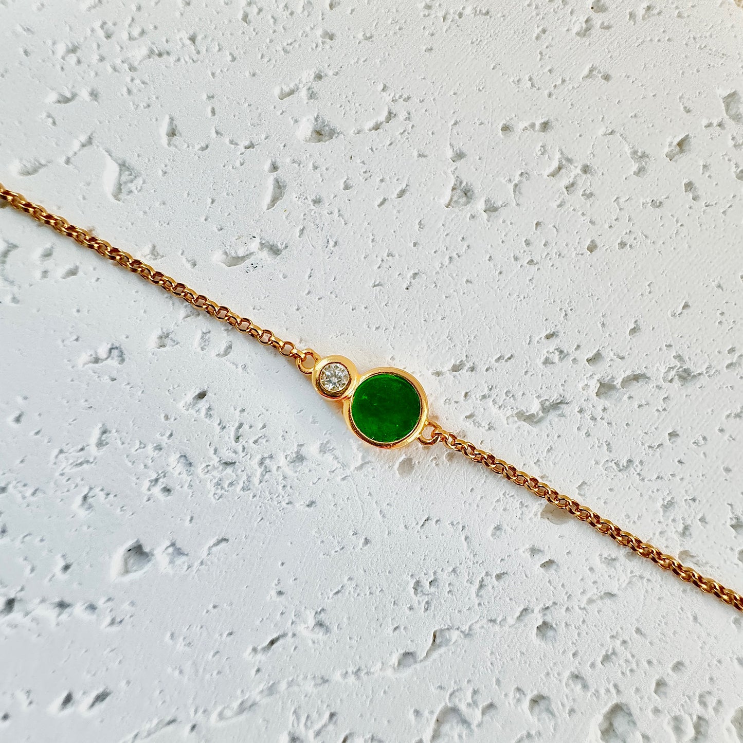 Circle Disc Green Jadeite Bracelet