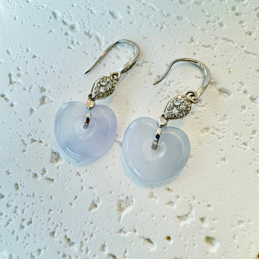 Icy Lavender Jadeite Donut Dangle Earrings