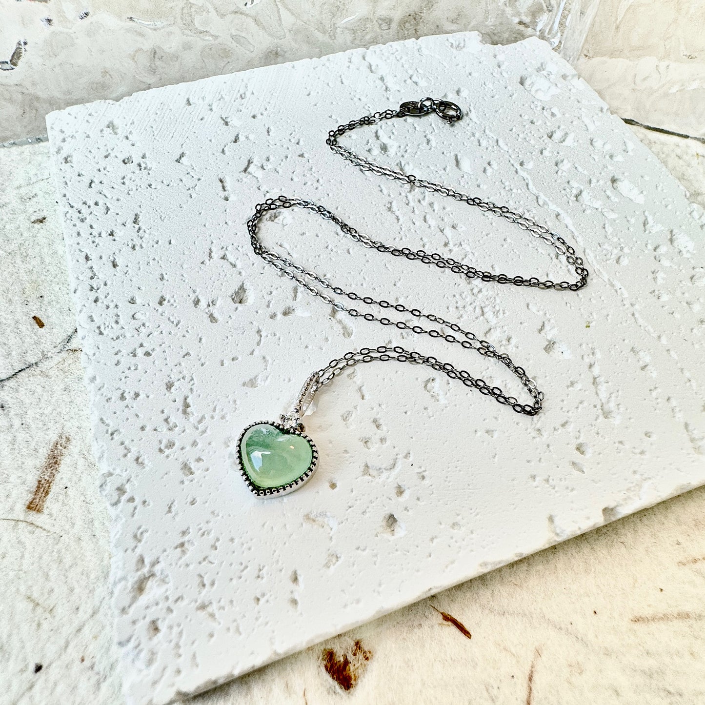 Icy Heart Jadeite Pendant Necklace