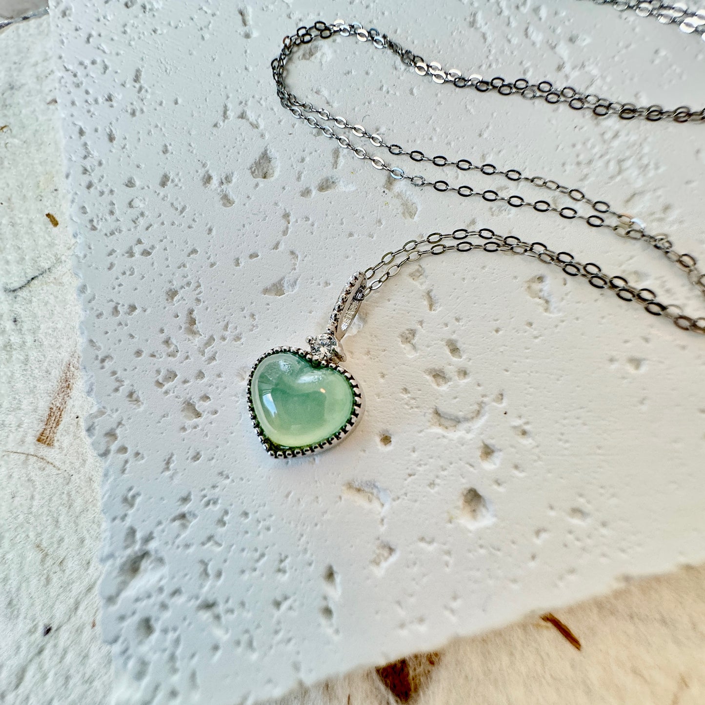 Icy Heart Jadeite Pendant Necklace