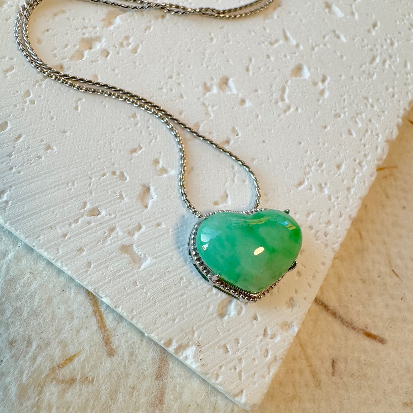 Green Heart Jadeite Pendant Necklace