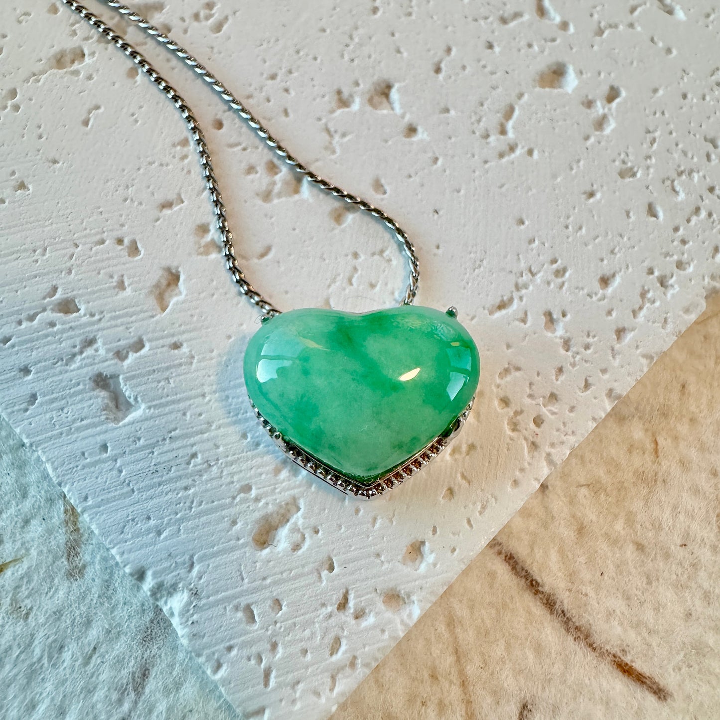 Green Heart Jadeite Pendant Necklace