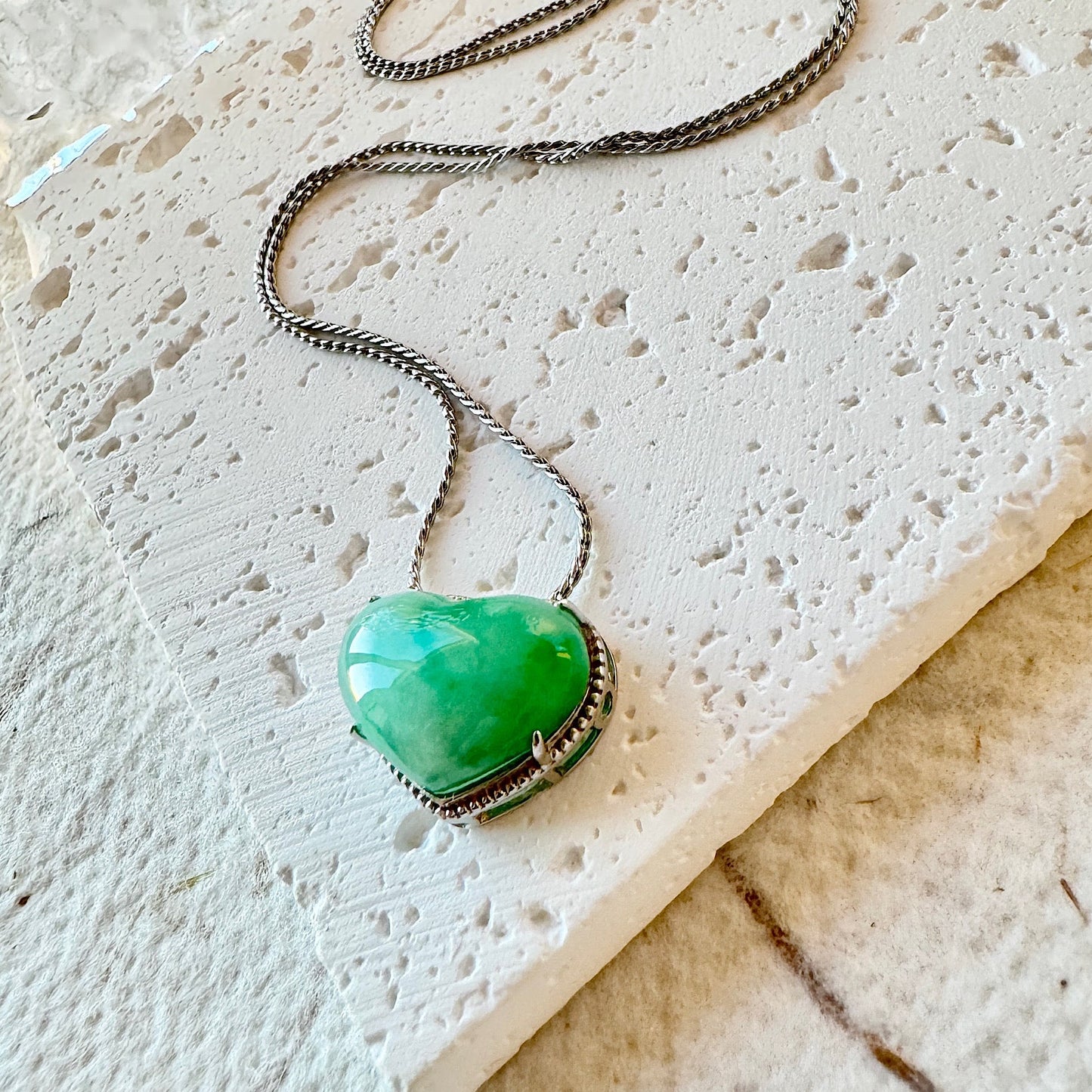 Green Heart Jadeite Pendant Necklace