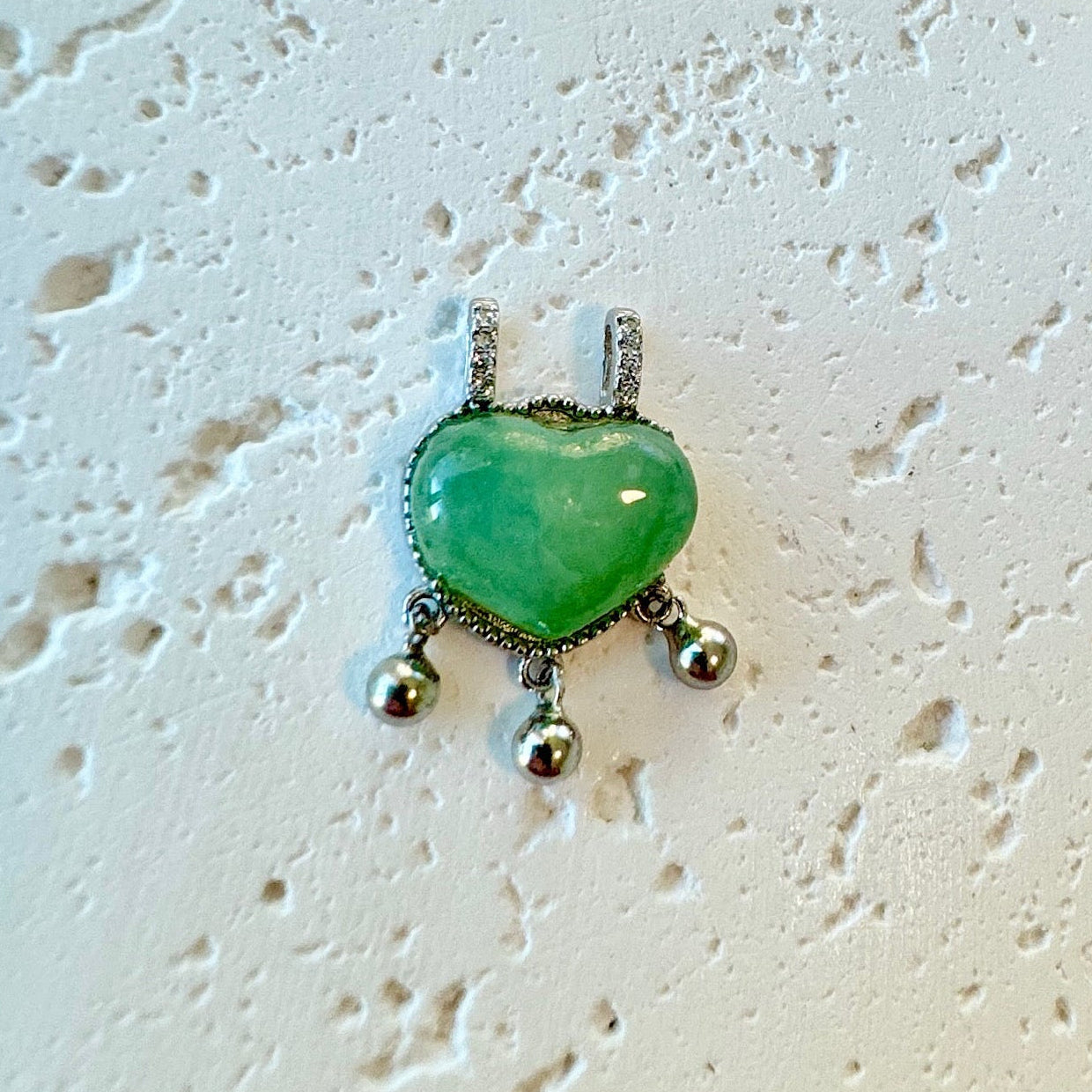 Icy Jadeite Heart Pendant Necklace