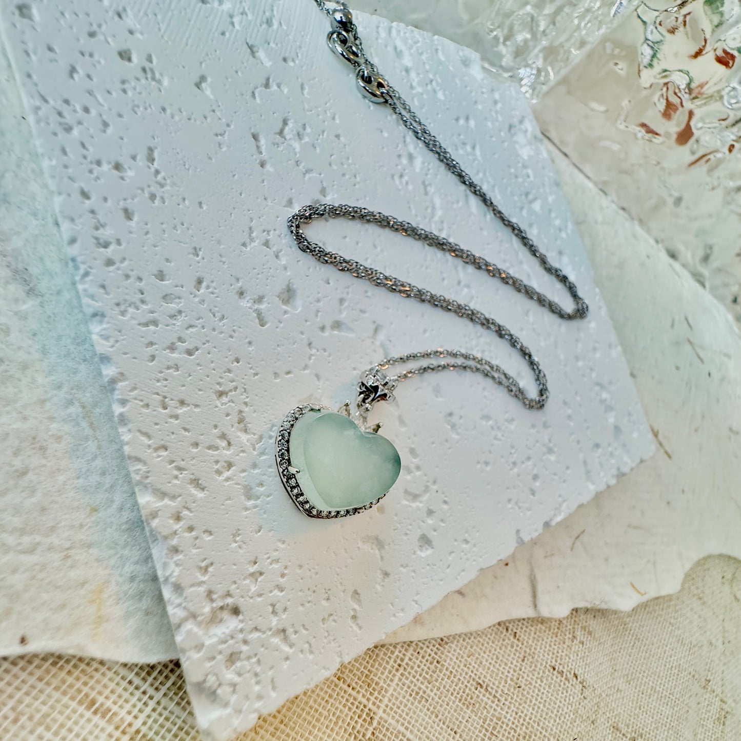 Icy Heart Jadeite Pendant Necklace