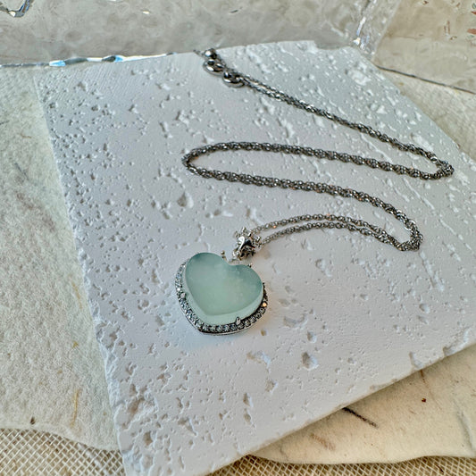 Icy Heart Jadeite Pendant Necklace