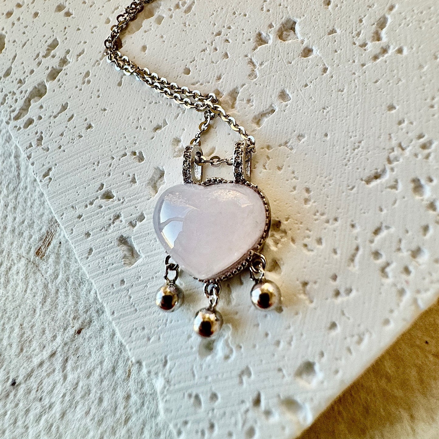 Icy Jadeite Heart Pendant Necklace
