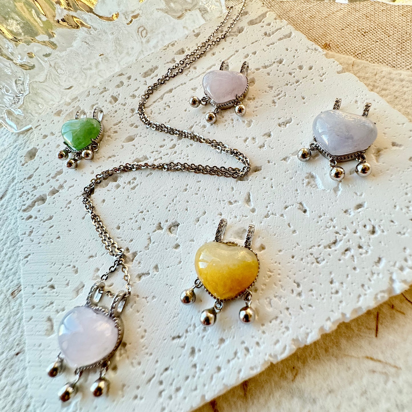 Icy Jadeite Heart Pendant Necklace