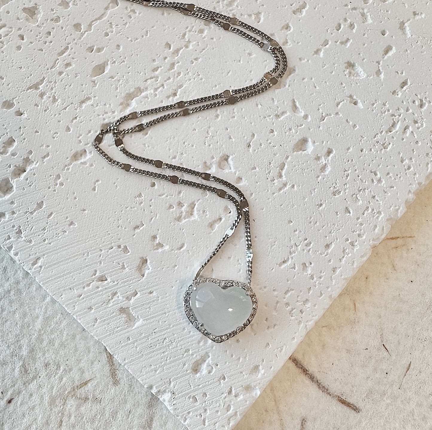 Icy Heart Jadeite Pendant Necklace