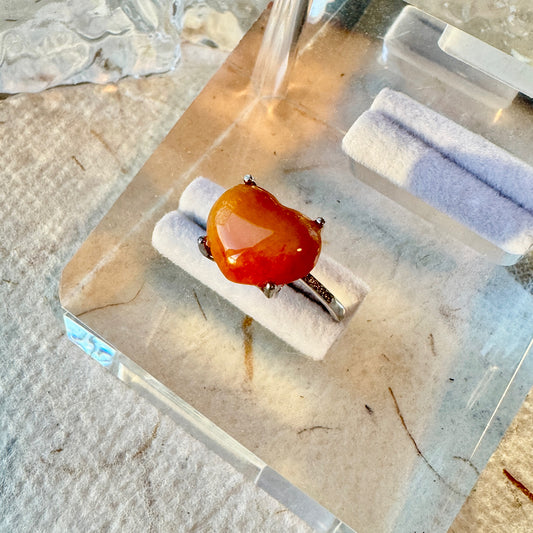 Orange Heart Jadeite Ring
